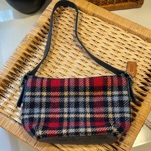 Vintage Coach Wool Plaid Shoulder Bag